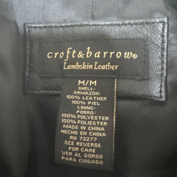 Croft & Barrow Lambskin Leather Vest Black Zip Front Biker Moto Minimalist M - Picture 5 of 7